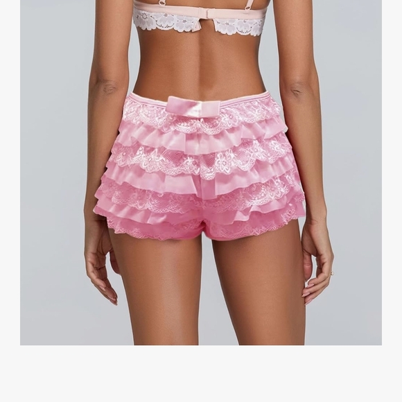 Pink Lace Ruffle Mini Skirt - Picture 2 of 6